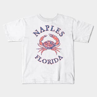 Naples, Florida, with Stone Crab on Wind Rose (Two-Sided) Kids T-Shirt